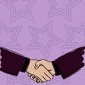 Illustration of Two Businessmen Shaking Hands Firmly as Gesture Form of Greeting, Welcoming, Closed Deal or Agreement