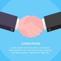 Businessmen shaking hands flat style design vector illustration Royalty Free Stock Photo