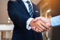 Businessmen shaking hands during a meeting. Handshake deal business corporate Royalty Free Stock Photo