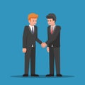 Businessmen shaking hands together.