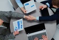 Businessmen shaking hands. Top View. Royalty Free Stock Photo