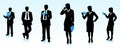 Businessmen silhouettes with gadgets