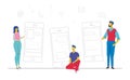 Businessmen with smartphones - flat design style colorful illustration