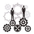 Businessmen standing gear teamwork silhouette