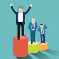 businessmen standing on podium. Vector illustration decorative design