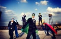 Businessmen in superhero costume