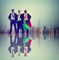 Businessmen Superhero Power Success City Concept