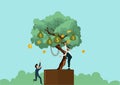 Businessmen take advantage of well-resourced resources. Compare the picture of trees as a source of money that can be invested Royalty Free Stock Photo
