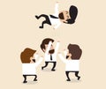 Businessmen throw up teammate to the air for congratulation Royalty Free Stock Photo