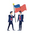 Businessmen with united states american flag