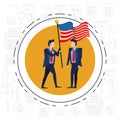 Businessmen with united states american flag