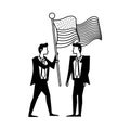 Businessmen with united states american flag