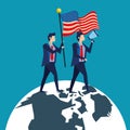 Businessmen with united states american flag and megaphone