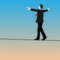 businessmen walking tightrope-Vector Illustration