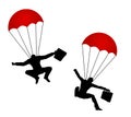 Businessmen Wearing Parachutes