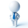 Businessmen white 3D figure with blue tie. Teamwork. AI generated