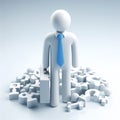 Businessmen white 3D figure with blue tie. Teamwork. AI generated