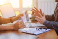 Businessmen who are stressed due to bankruptcy and are tearing the contract in front of the lawyer in the lawyer office Royalty Free Stock Photo