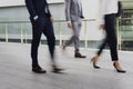 Businessmen Women Walk Rush Suit Concept