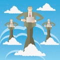Businessmen working in the cloud