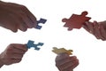 businessmen working together to build a puzzle as teamwork, partnership and integration concept Royalty Free Stock Photo