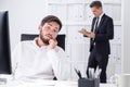 Businessmen working in white office Royalty Free Stock Photo