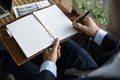 Businessmen Write Note Notebook Plan Royalty Free Stock Photo