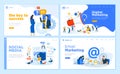 Web page design templates collection of internet marketing, social media, email marketing, online support, modern communication Royalty Free Stock Photo