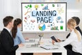 Businesspeople Looking At Landing Page Concept On Projector Royalty Free Stock Photo