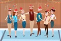 Businesspeople Celebrate Merry Christmas And Happy New Year Office Business People Team Santa Hat