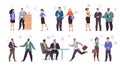 Businesspeople Teams Characters Flat Vector Set