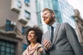 Businesspeople commuting and walking in busy city Royalty Free Stock Photo