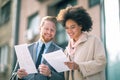 Businesspeople commuting in busy city together Royalty Free Stock Photo