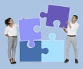 Businesspeople connecting jigsaw puzzle pieces Royalty Free Stock Photo