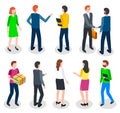 Businesspeople different characters set. Man and woman colleagues, group of people speaking