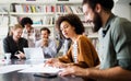 Businesspeople discussing together in conference room during meeting at office