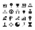 Businesspeople financial money business management developing successful icons set line style Royalty Free Stock Photo