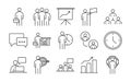 Businesspeople financial money business management developing successful icons set line style Royalty Free Stock Photo