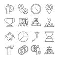 Businesspeople financial money business management developing successful icons set line style