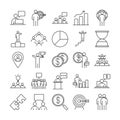 Businesspeople financial money business management developing successful icons set line style