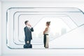 Businesspeople in futuristic interior Royalty Free Stock Photo