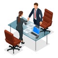 Businesspeople handshaking after negotiation or interview at office. Productive partnership concept. Constructive Royalty Free Stock Photo