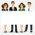 Businesspeople holding a blank billboard Royalty Free Stock Photo