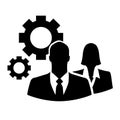 Businesspeople icon with gears