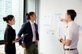 Businesspeople with leader discussing together in conference room during meeting at office. Royalty Free Stock Photo