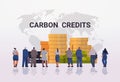 businesspeople near coins pills responsibility of co2 emission free trading carbon tax credit environment strategy Royalty Free Stock Photo