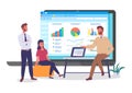 Businesspeople, programmers, coders analysing data, chart, graphics, infographics at website Royalty Free Stock Photo