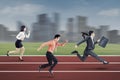 Businesspeople in running competition