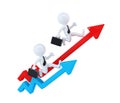 Businesspeople running over graph arrows. Business concept. Isolated. Contains clipping path Royalty Free Stock Photo