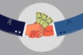 Businesspeople shake hands exchange money Royalty Free Stock Photo